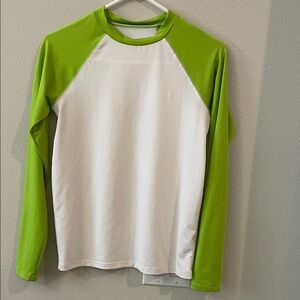 Green and White Long Sleeve Shirt